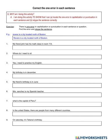 Correct one error in capitalization or punctuation