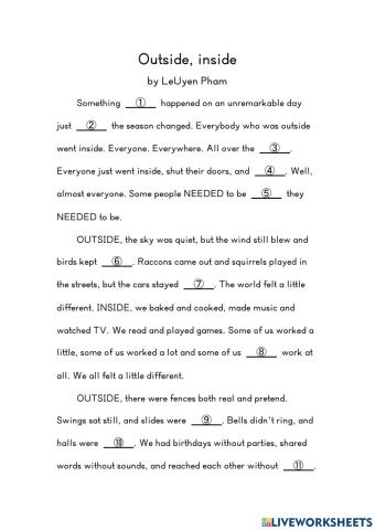 Outside inside fill in blanks