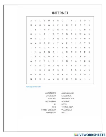 Sopa de letras Tecnología