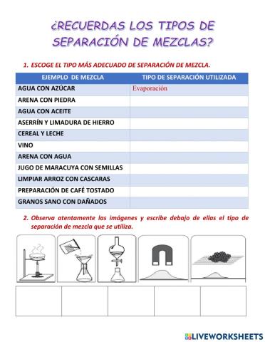 Separación de mezclas