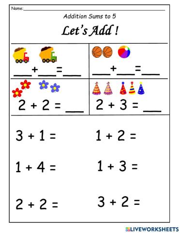 Addition Sums to 5