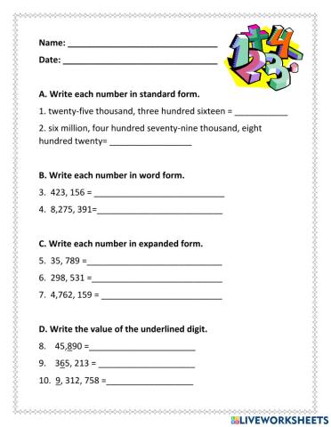 Place Value to Millions