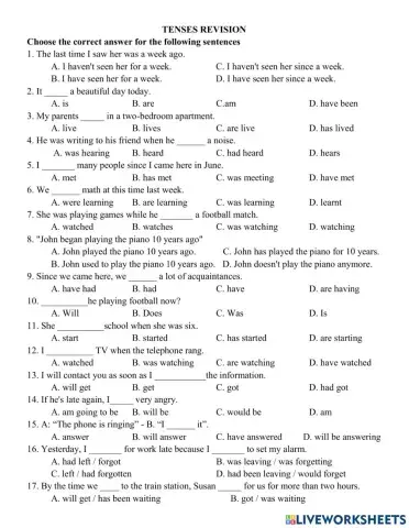 Exercises about Tenses 1