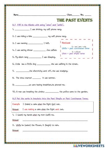 Past Simple & Past Continuous Tense