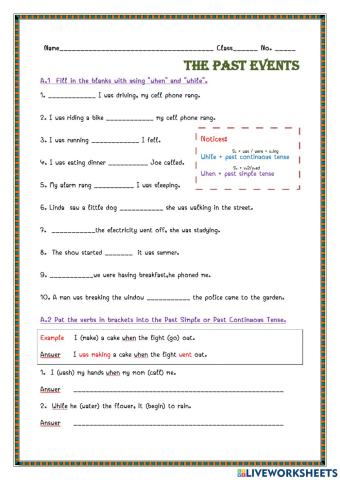 Past Simple & Past Continuous Tense