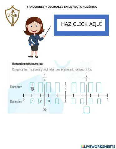Fracciones y decimales en la recta numérica