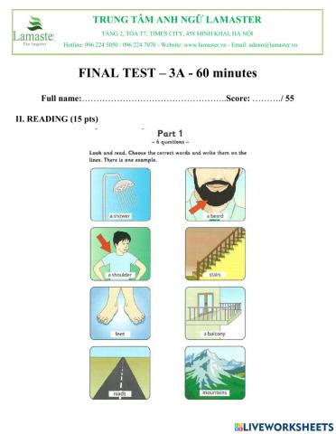 3A 4.9 End-course test - Reading and Writing