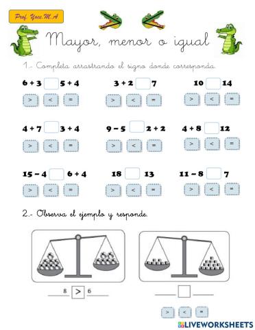 Mayor, menor o igual