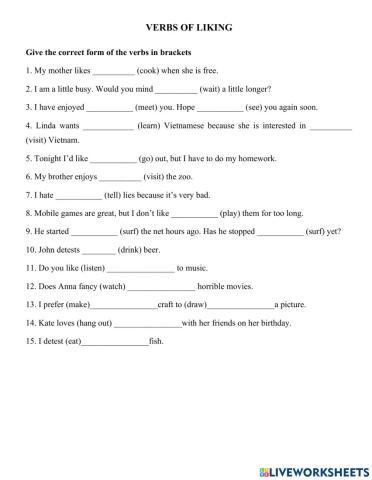Verbs of liking