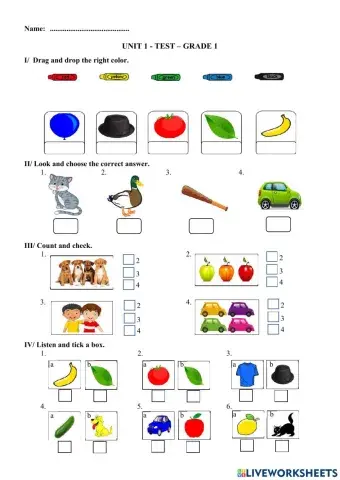 Unit 1 - test - grade 1