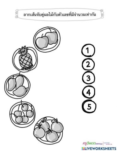 จับคู่ผลไม้กับตัวเลข