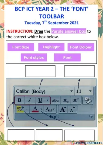 The 'font' toolbar