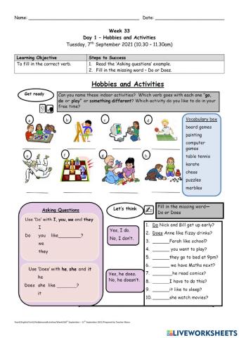 Hobbies and activities