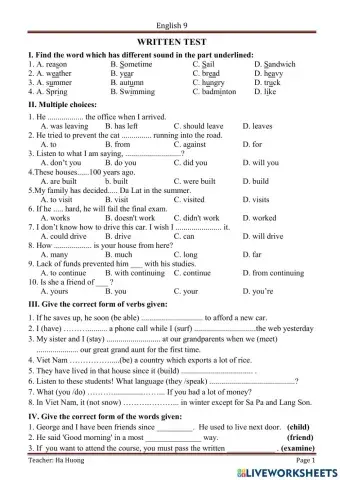 English worksheet