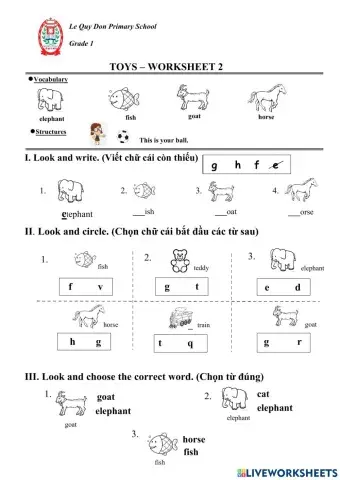 Grade 1- Unit 2- WS2