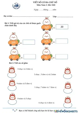 Viết số có 3 chữ số