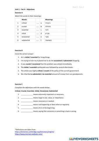 Band 2 (Core 2) - Unit 1 - Set 4