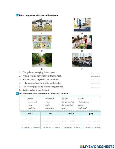 My hobbies - vocabulary