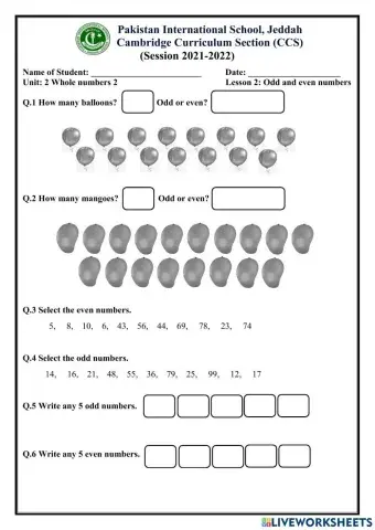 Odd and even numbers