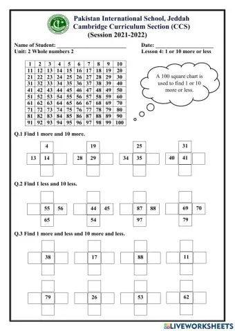 1 or 10 more or less