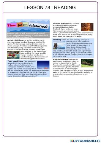 Reading: Adventure Travel