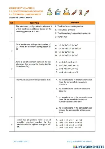 Chembuddy 2.3 electronic configuration