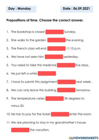 Prepositions of Time