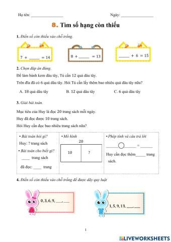 Tìm số còn thiếu