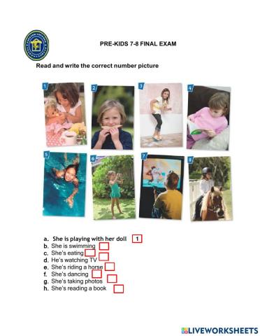 Final exam pre kids