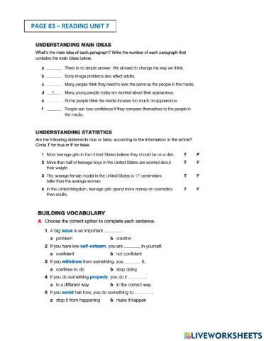 Reading page 83 - unit 7