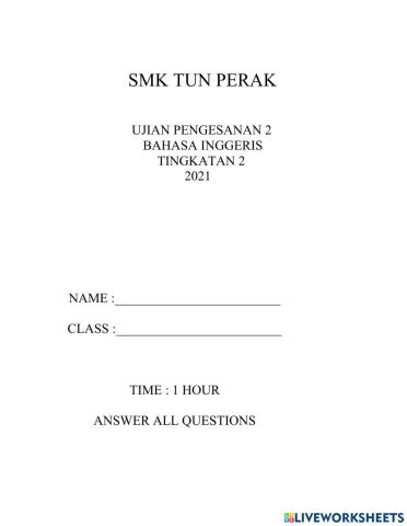 English test 2 form 2