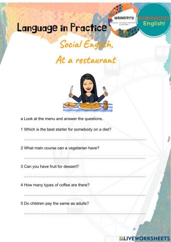 Practical English, At a restaurant, unit 9C, elementary