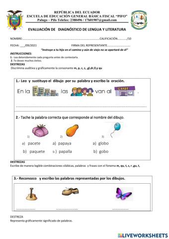 Evaluación diagnostico tercer año 2021-2022