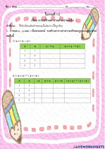 การสร้างตารางค่าความจริง