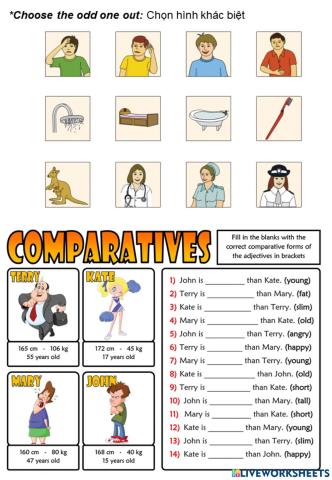 Odd one out + Comparative short adj