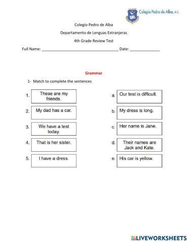 Review Test 4th Grade