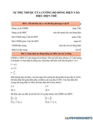 Bài tập 1 vật lý 9