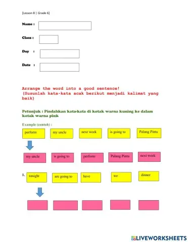 Arranging words into sentece
