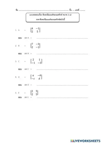 Determinant of Matrix 2x2