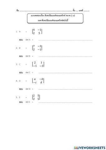 Determinant of Matrix 2x2