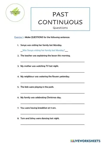 LESSON 25 - Past continuous QUESTIONS