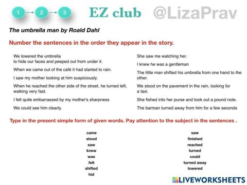 The Umbrella Man. Past simple