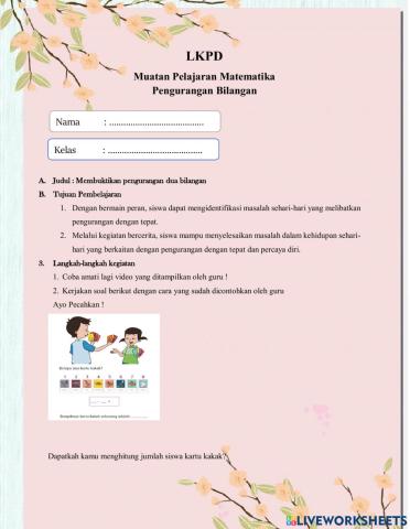 Pengurangan dua bilangan