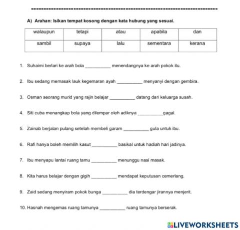 Latihan Kata Hubung