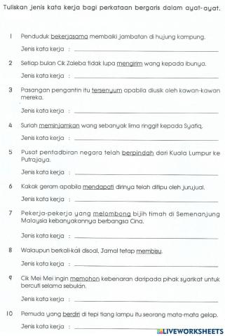 Latihan Perbezaan Kata Kerja Transitif dan Tak Transitif