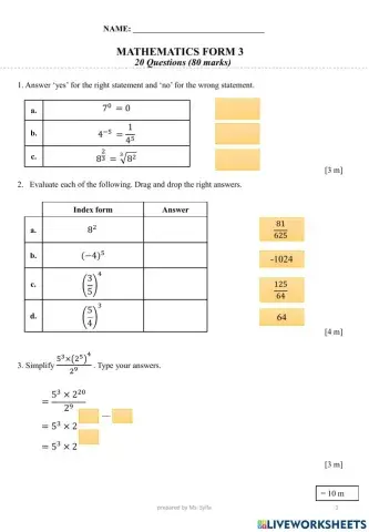 Form 3 Mathematics Mid Term 2021