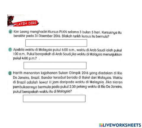 Matematik tahun 6 - SELESAIKAN MASALAH ZON MASA