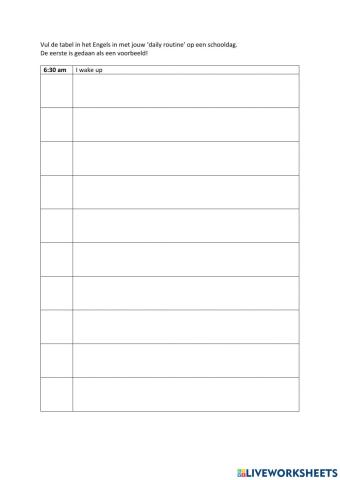 Fill in your daily routine