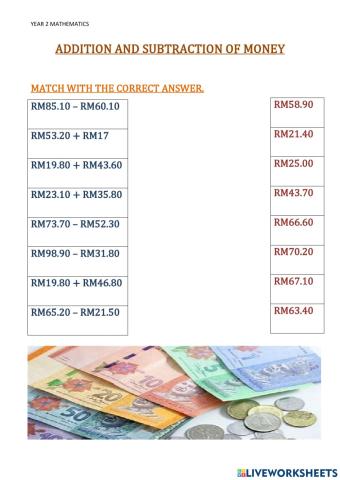 Addition and subtraction of money