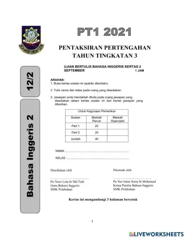 English Paper 2 Form 3